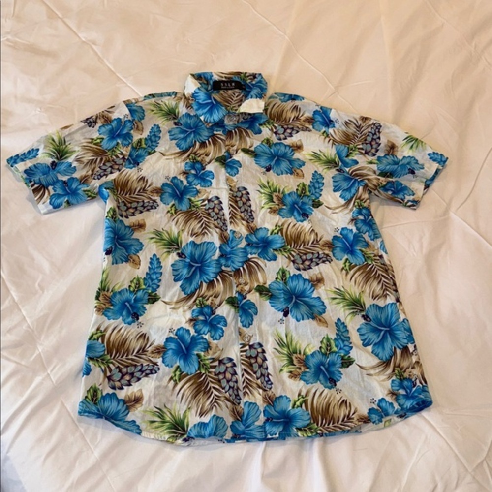 Blue Floral Hawaiian Shirt
